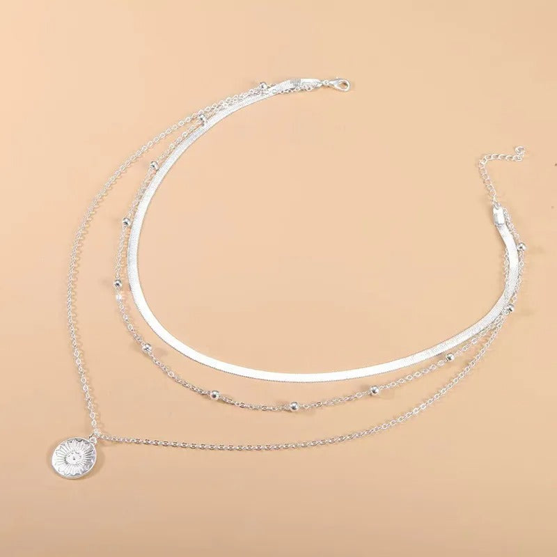 Collier à trois rangs en argent sterling 925
