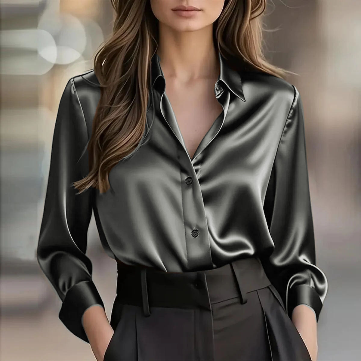 Soho Luxe Satin Blouse for Women