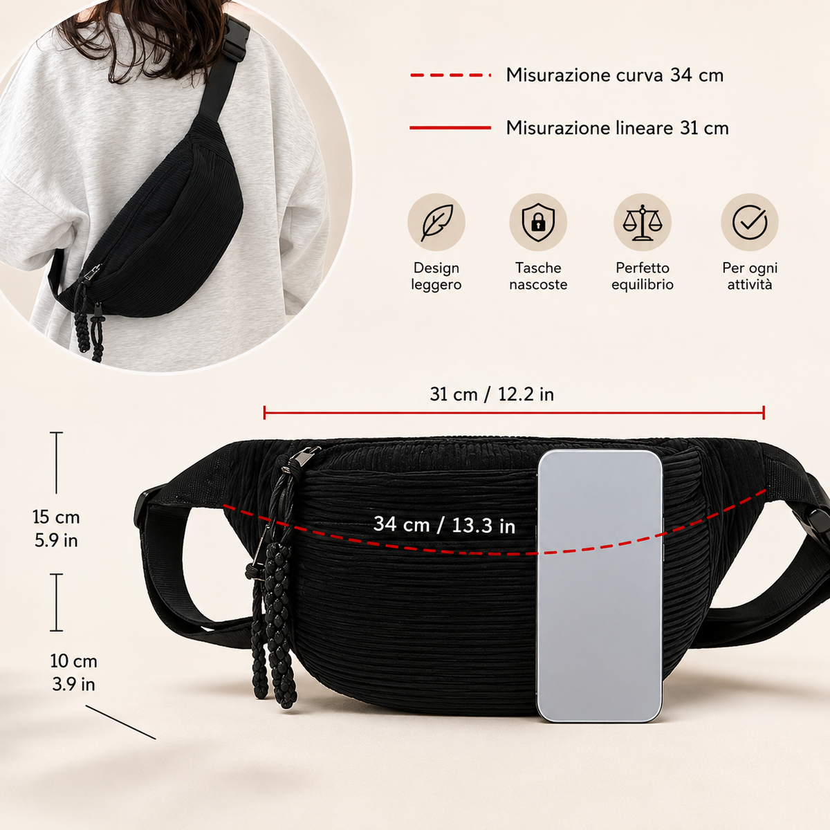 Petra | Cord Shoulder Bag