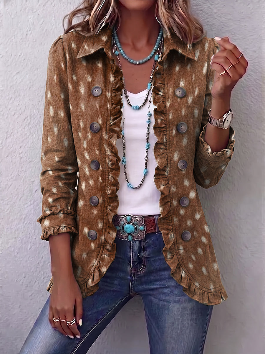 Nicolasa | Geraffte, gestufte Jacke mit Print