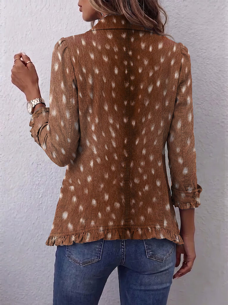 Nicolasa | Geraffte, gestufte Jacke mit Print