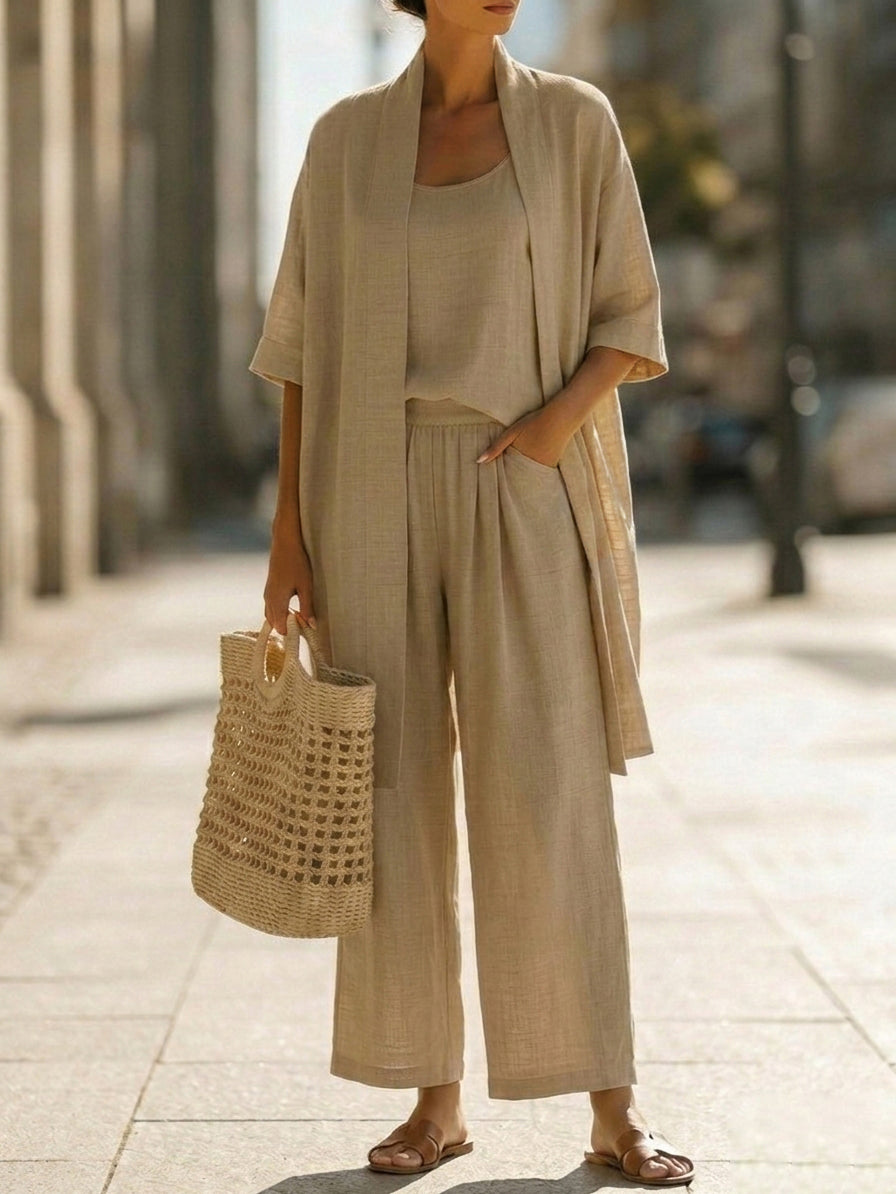 Isa | Practical 3-piece set made of linen and cotton