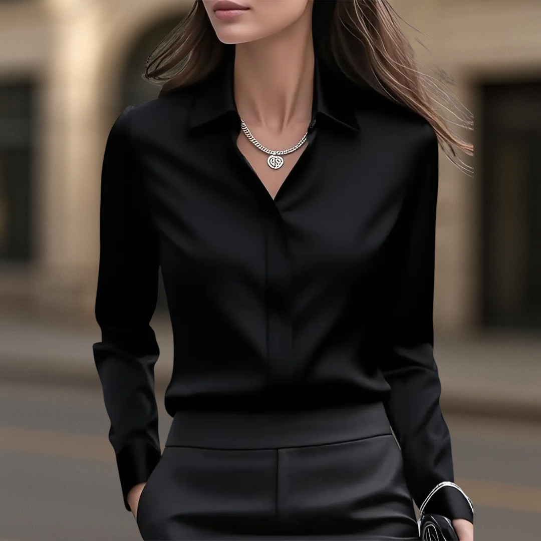 Timeless chic button-down blouse for women in Paris
