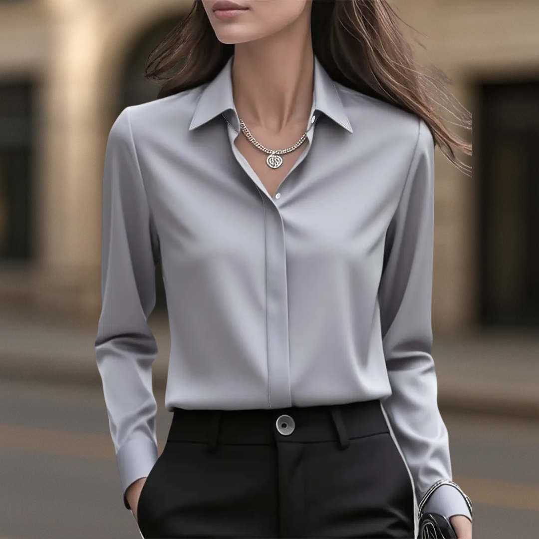 Timeless chic button-down blouse for women in Paris