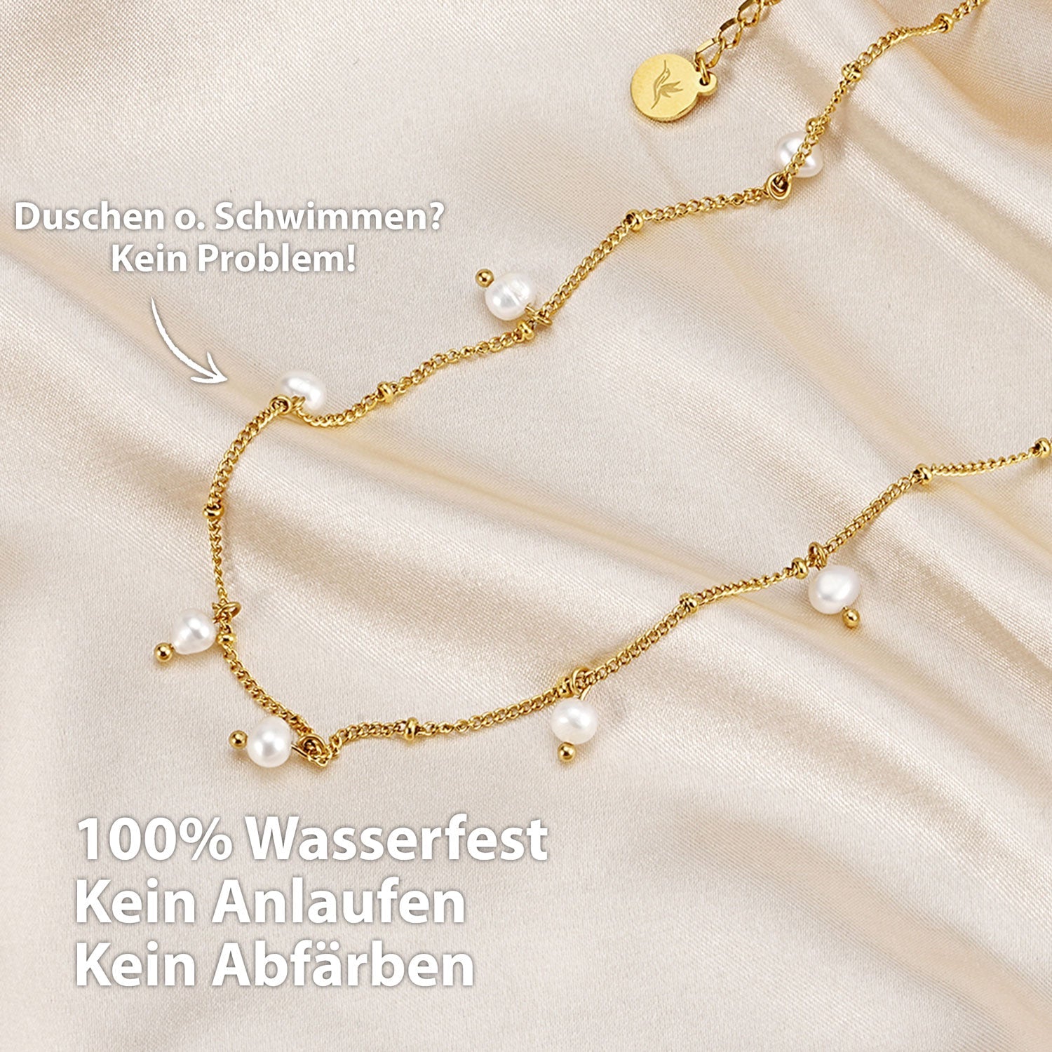 BonnyOcean Kette Gold mit echten Süßwasserperlen
