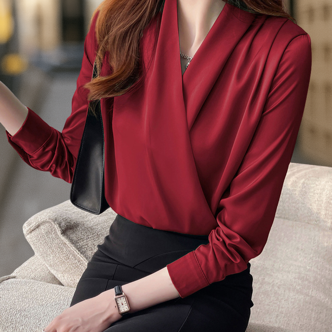 Verona Elegant satin crossover blouse for women