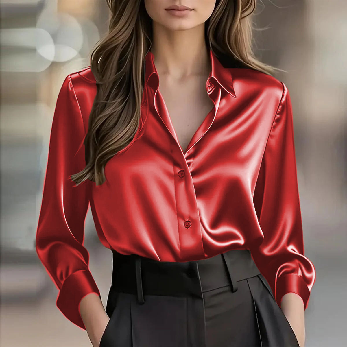 Soho Luxe Satin Blouse for Women