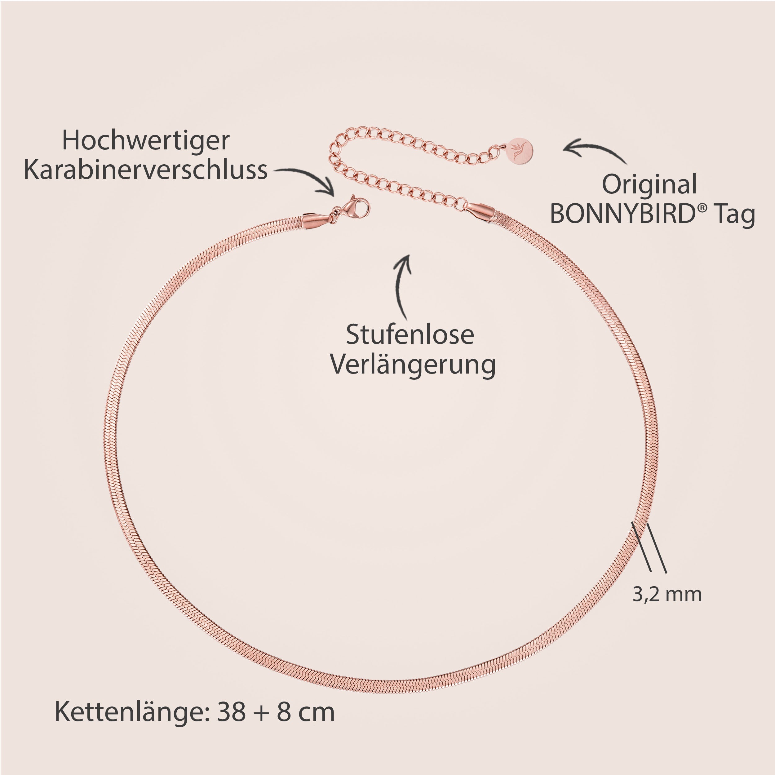 BonnySnake Schlangenkette Rose