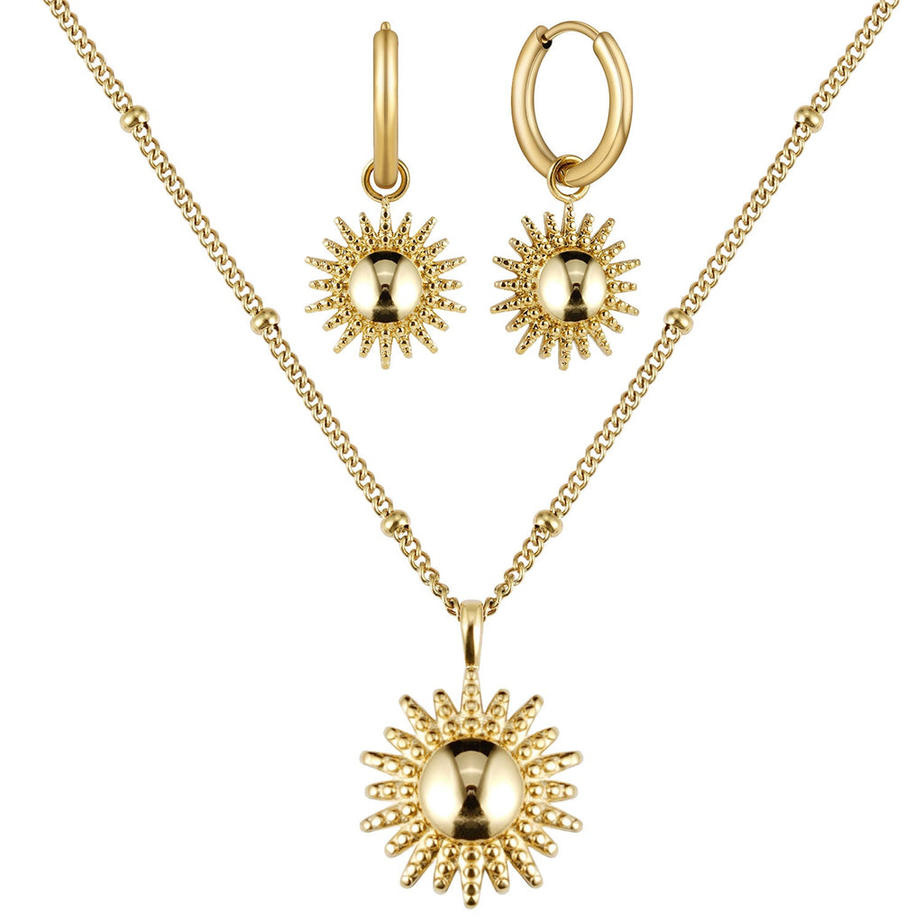 Bundle: BonnySun Kette + Ohrringe Sonne Gold