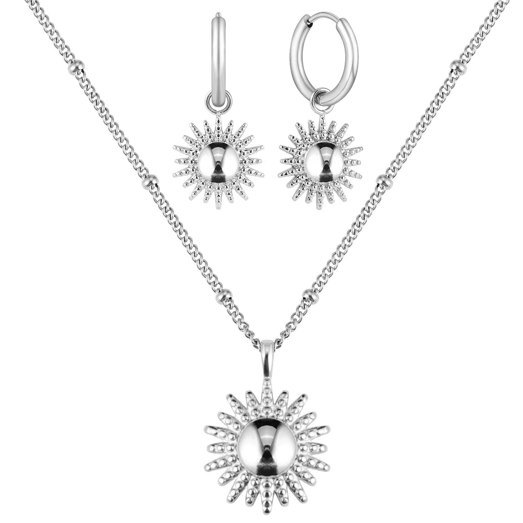 Bundle: BonnySun Kette + Ohrringe Sonne Silber