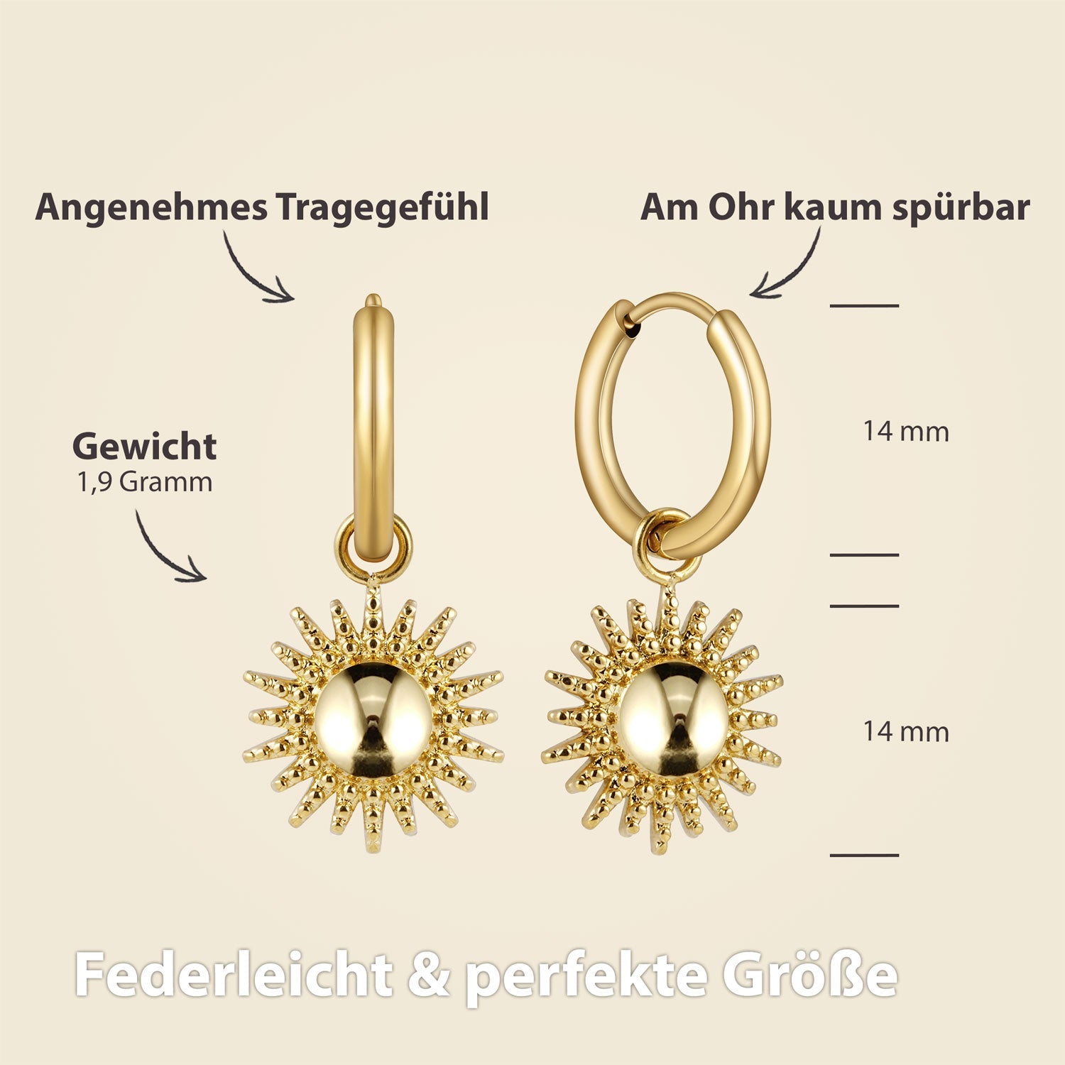 Bundle: BonnySun Kette + Ohrringe Sonne Gold