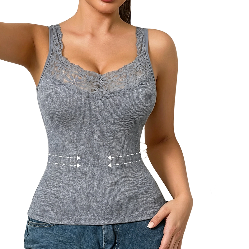 Figurformendes Spitzentop mit V-Ausschnitt