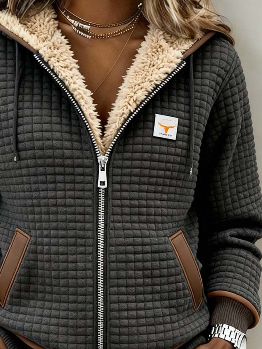 Sandra | Gepolsterte Sherpa-Jacke mit Kapuze